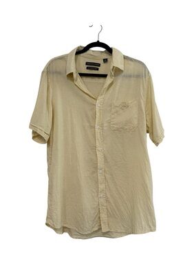 Saks Fifth Avenue Pale Yellow Linen Button Up L